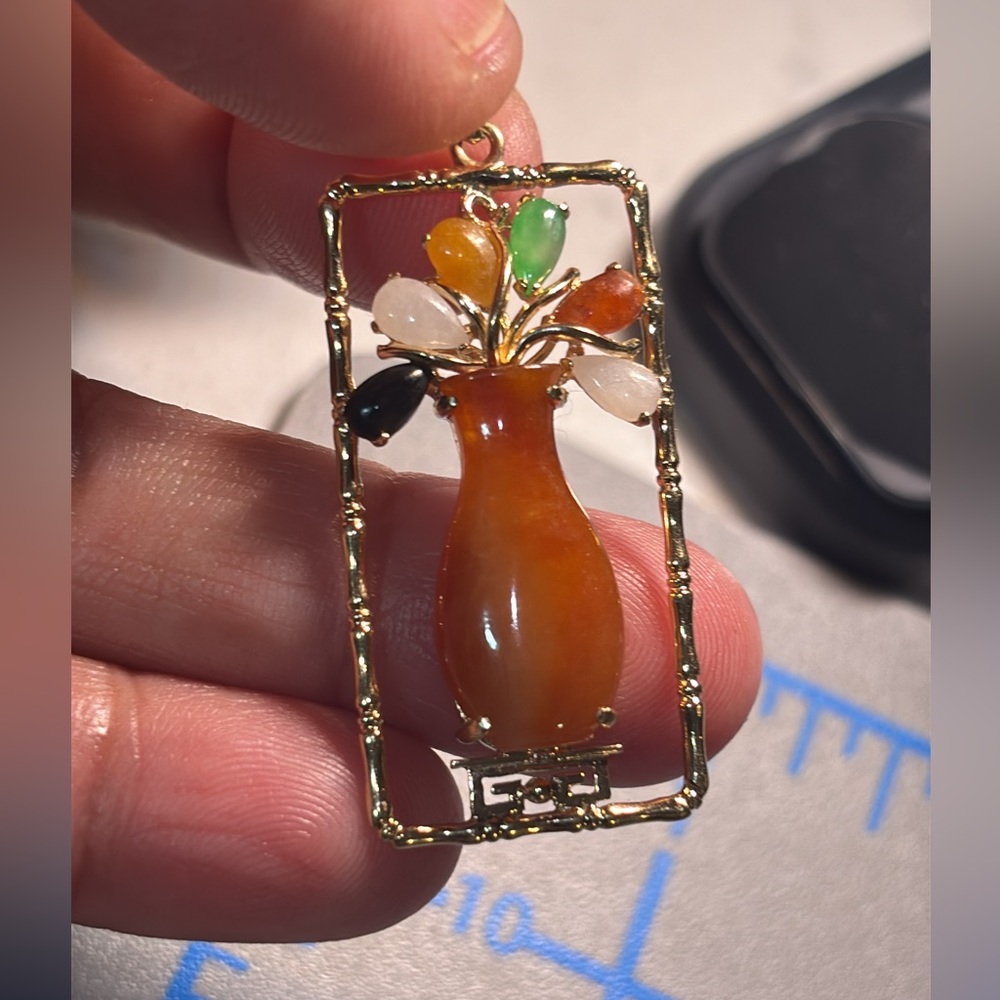 14k Gold Jadite Pendant ( Pendant only )